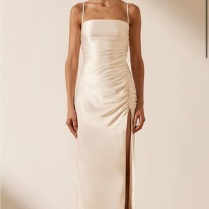 La Lune Ruched Maxi Dress - Cream